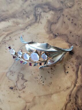 Rare/HTF Retro Sterling & Rhinestone Lily of the Valley Pin by Alfred Philippe
